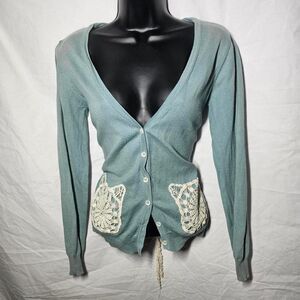 Y2K indie grunge green lace back cardigan top